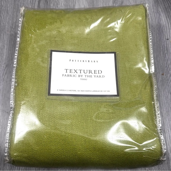 NWT Pottery Barn Textured Fabric by the Yard Tissu 5 Yds 100% Linen Olive Green - Picture 1 of 3